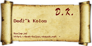 Deák Kolos névjegykártya